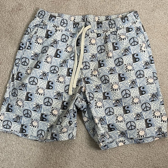 Vans Blue and White Peace Pattern Board Shorts - Picture 1 of 3